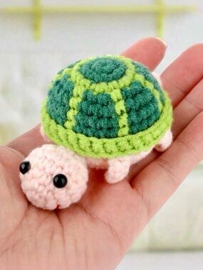 NWT Crochet Emotional Support Turtle Gift Mini Handmade Desk Decor w Card